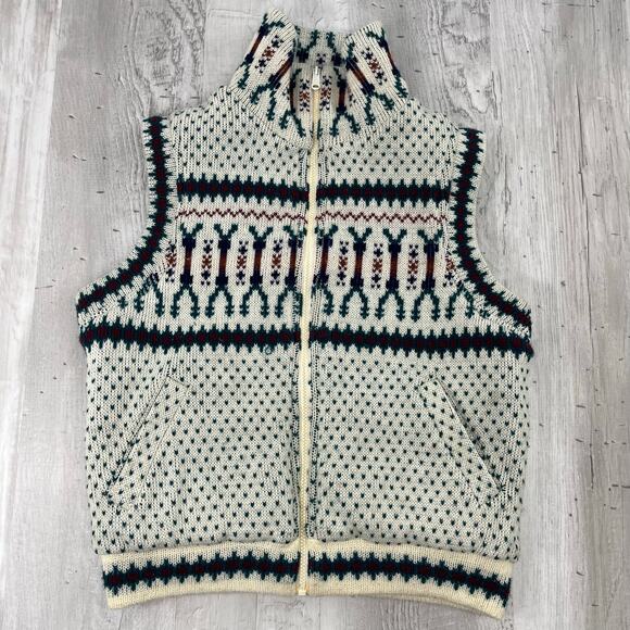 Vintage Junior Exchange Reversible Winter Knit Warm Full Zip Outdoors Ski Vest - Picture 1 of 15